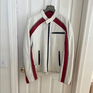 Wilsons Leather White and Red Varsity Bomber Jacket